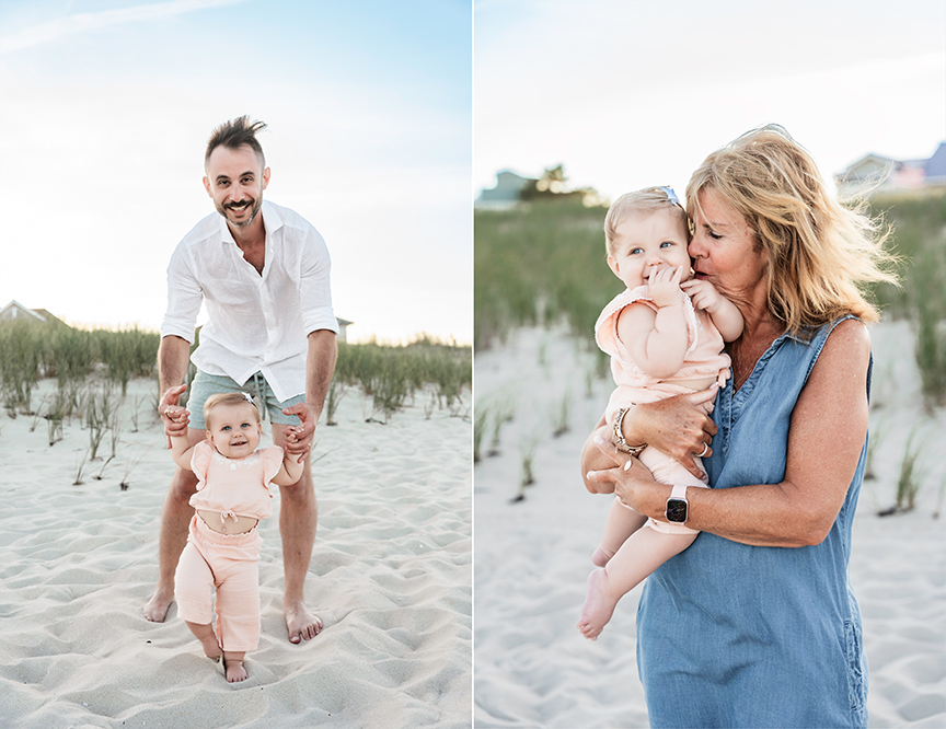 Breezy Sunset Family Photos on Long Beach Island first grandchild