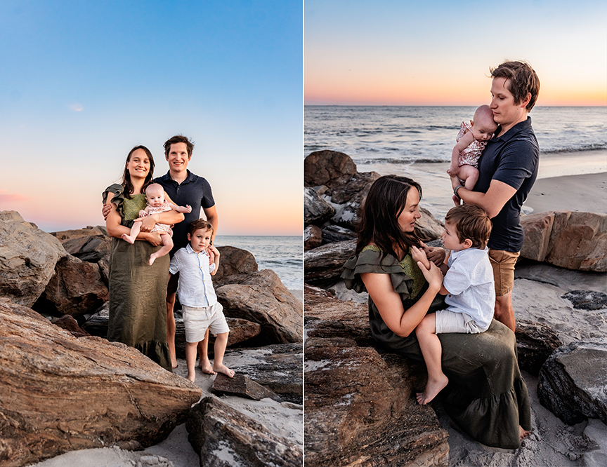 Easy Going Family Photos at the beach on Long Island family of four with little kids