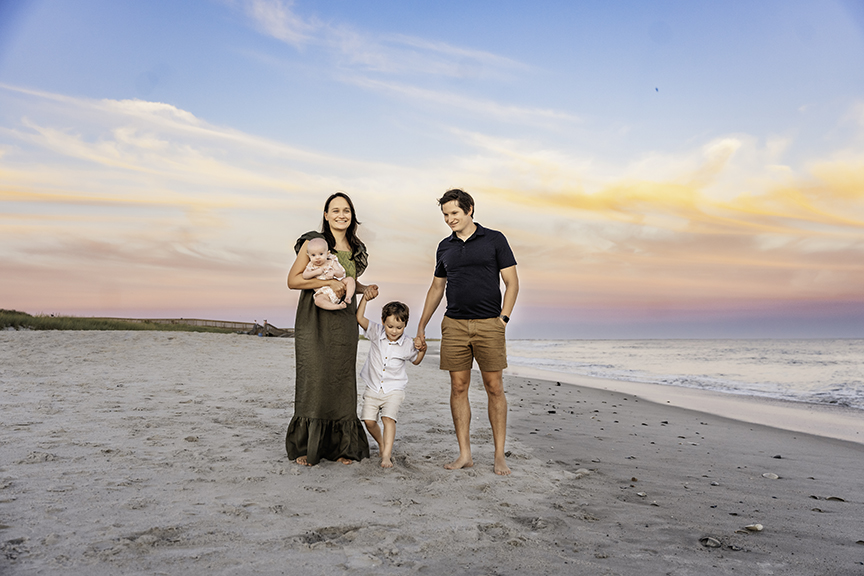 Easy Going Family Photos at the beach on Long Island sunset