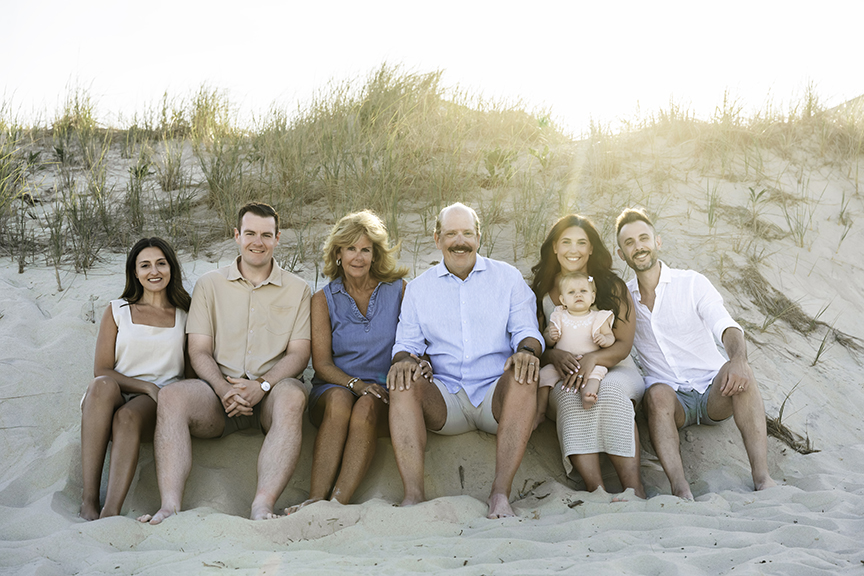 Breezy Sunset Family Photos on Long Beach Island in the sand