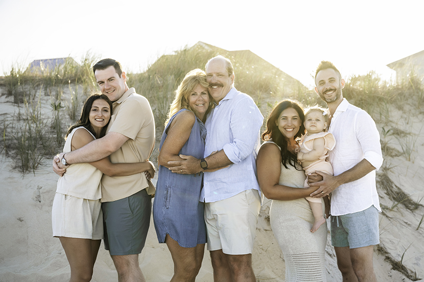 Breezy Sunset Family Photos on Long Beach Island backlight
