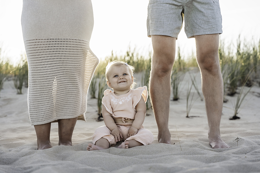 Breezy Sunset Family Photos on Long Beach Island baby girl