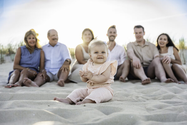 Breezy Sunset Family Photos on Long Beach Island first baby