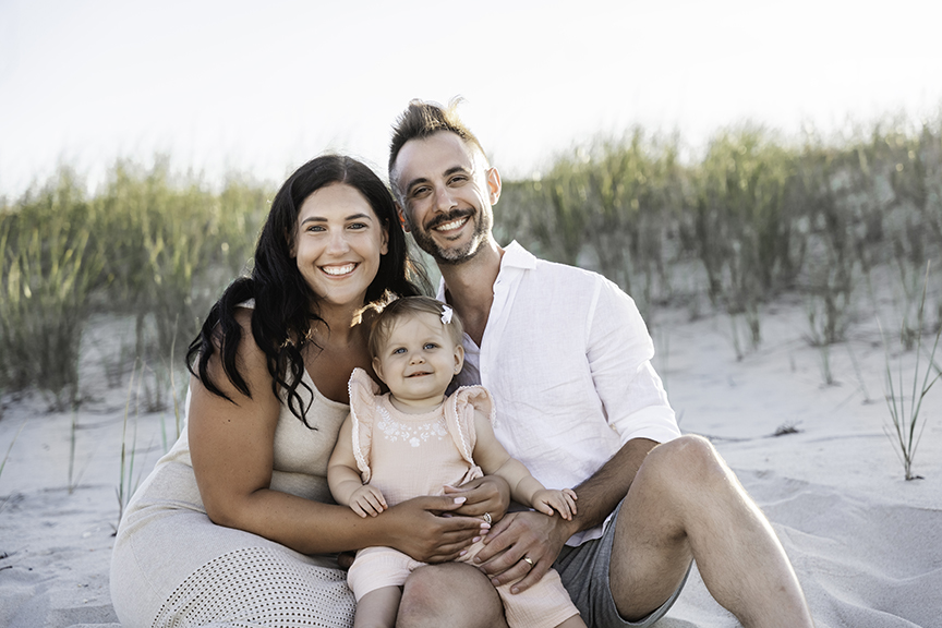 Breezy Sunset Family Photos on Long Beach Island family of three