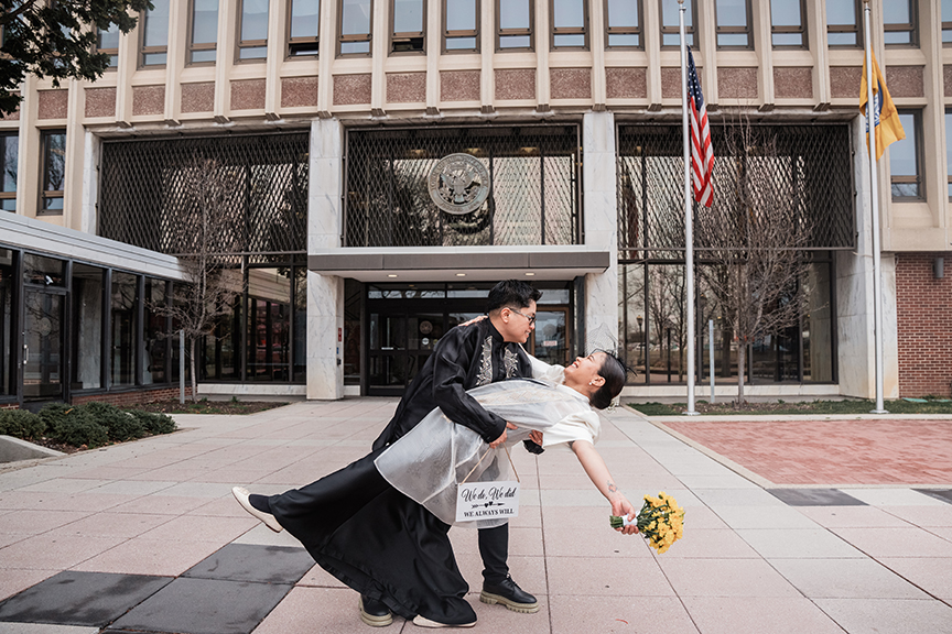 Town of Hempstead Romantic Courthouse Wedding Photos the dip