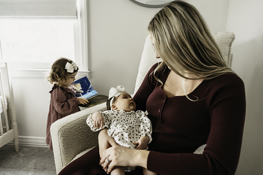 Cozy and Playful In Home New Baby Photos mom