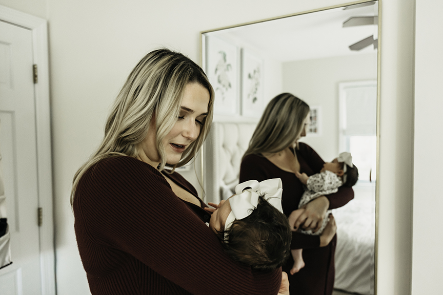 Cozy and Playful In Home New Baby Photos mom and baby
