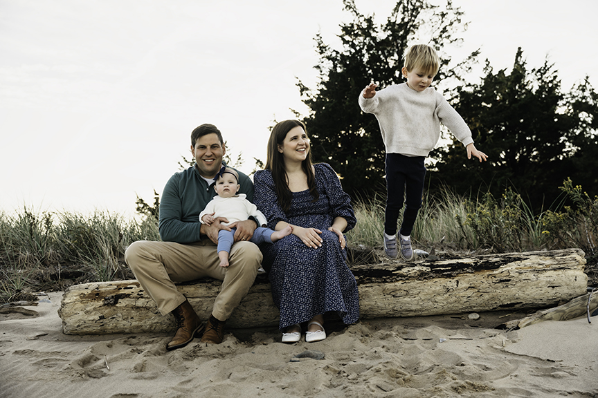 Big brother and baby sister family photos on Long Island whole family