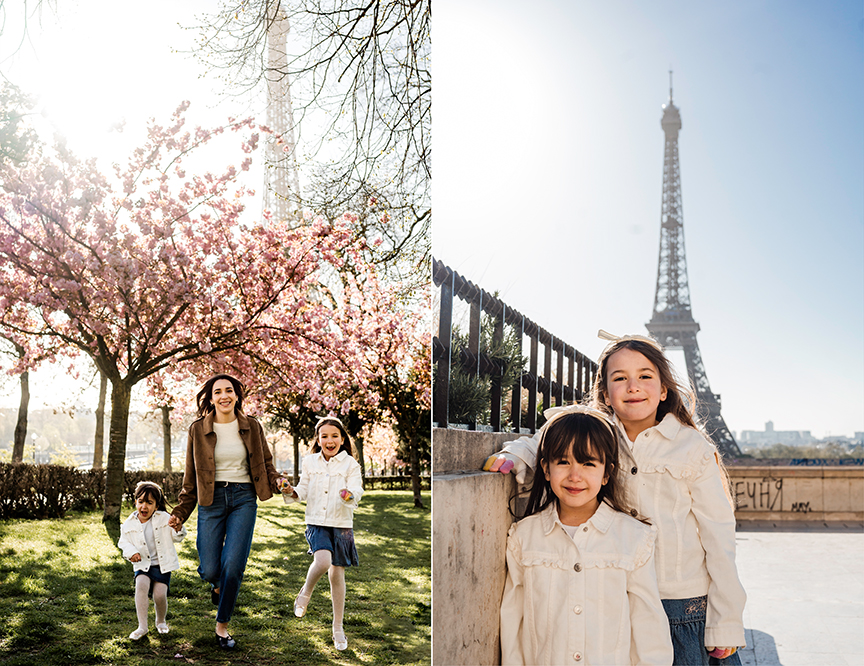 Special Springtime Girl Mom Photos in Paris Eiffel tower