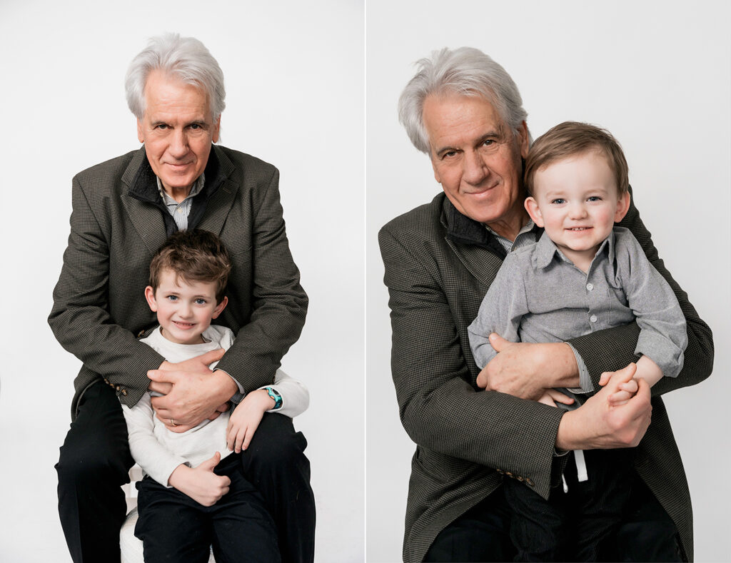 Bright and Modern Family Photos in the Studio grandpa and grandkids