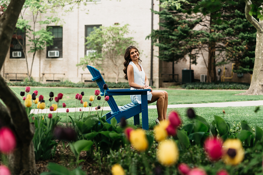 Hofstra University Campus Graduation Photos tulips